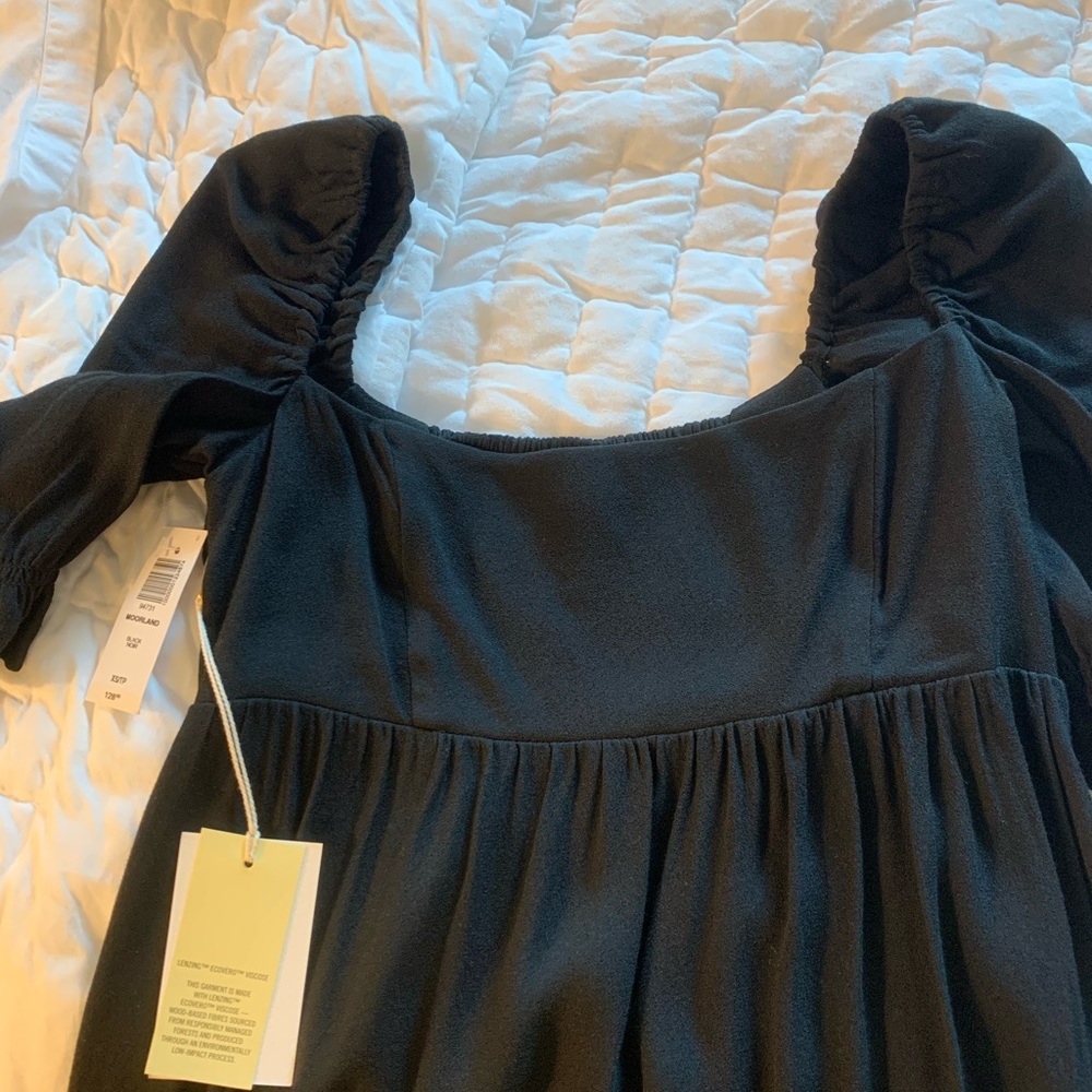 Aritzia Puff Sleeve Moorland Dress Black sz XS NWT